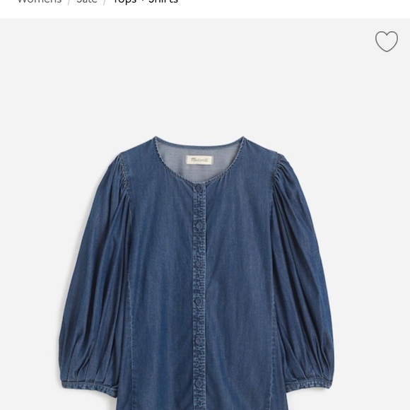 NWT Madewell Denim puff sleeve Top size 6 ~ $88 - Picture 2 of 6